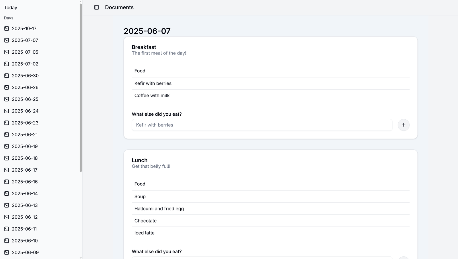 Screenshot of the app