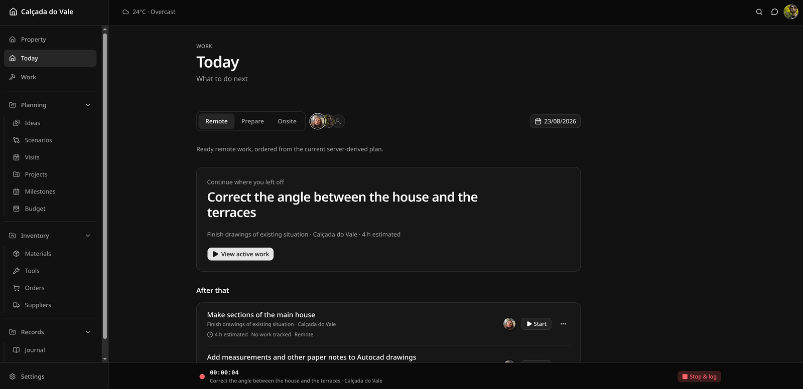 Screenshot of the app