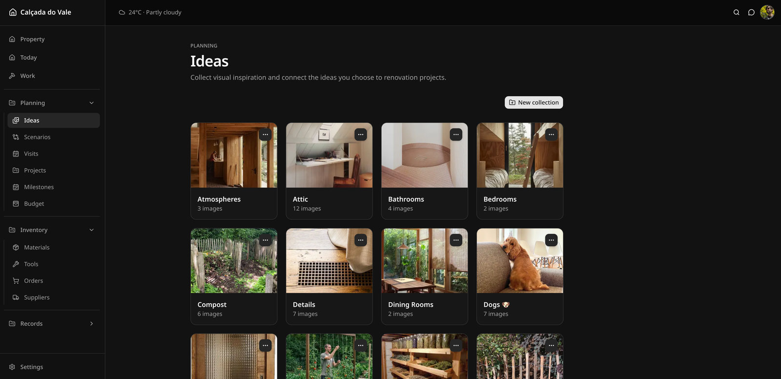 Screenshot of ideas page
